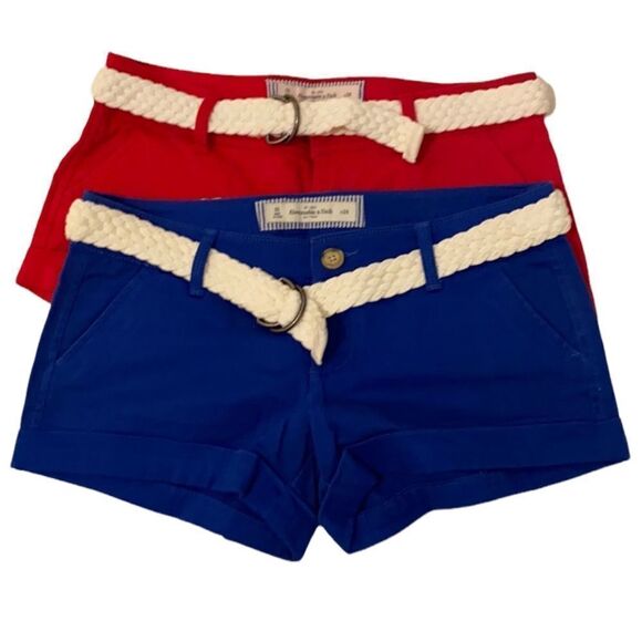Bundle Abercrombie &Fitch 2 pair shorts with belt in very good condition.Size 00 - Picture 1 of 10